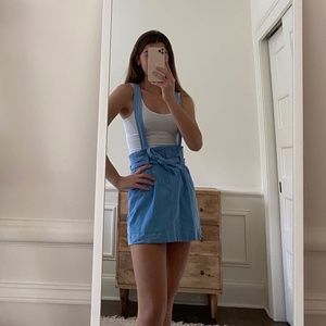 Blue skirt with detachable overalls